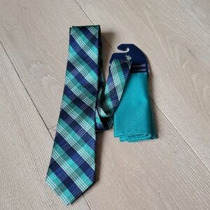 U.S. Polo Assn. Navy and Teal Plaid Tie Set
